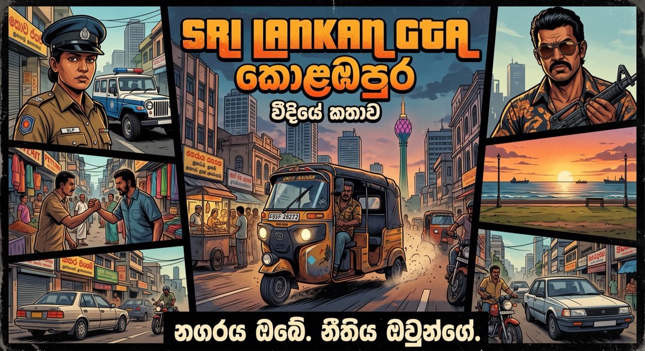 කොළඹපුර (Kolambapura), a Sinhala open world game set in a Sri Lankan city